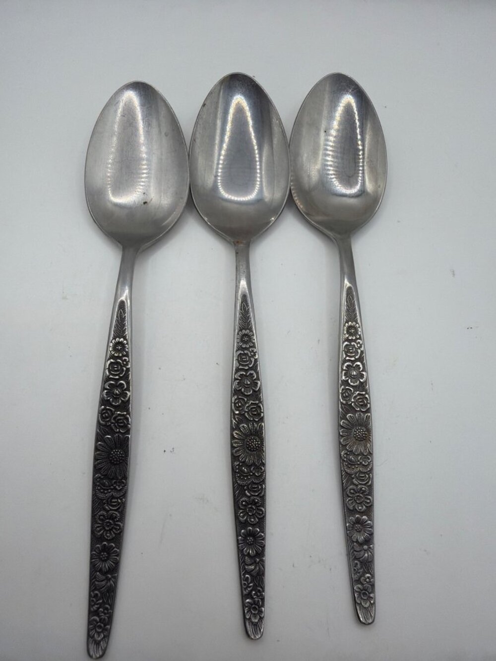 Interpur Stainless Steel Floral Pattern Vintage Spoons Set Of 3 Korea